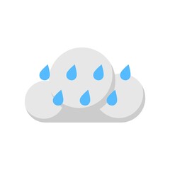 Cloud and raindrops icon in flat design style. Weather forecast rainy concept.