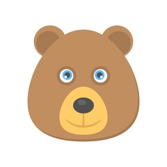 Bear head icon in flat design style. Mascot, logo design element.