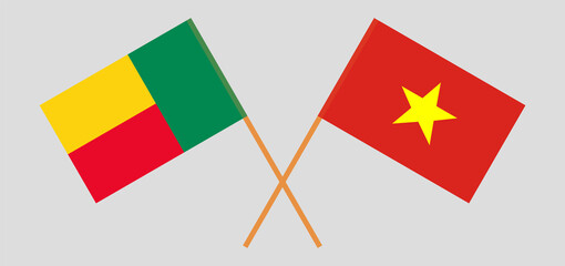 Crossed flags of Benin and Vietnam