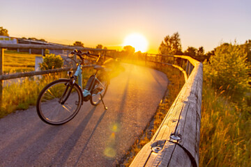 Fahrrad, Bike Tour bei Sonnenuntergang