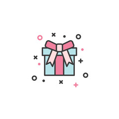 Cute gift simple flat icon. Vector illustration.