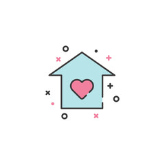 Cute house simple flat icon. Vector illustration.