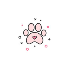 Cute paw simple flat icon. Vector illustration.