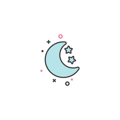 Cute moon simple flat icon. Vector illustration.