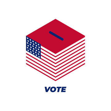 illustration of a ballot box with the flag of the united states of america