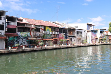 Fototapeta na wymiar Canal à Malacca, Malaisie