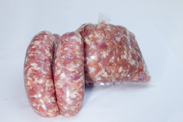 minced pork and salami for feeding