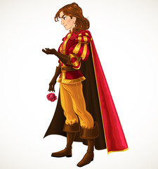 Prince with rose isolated on a white background