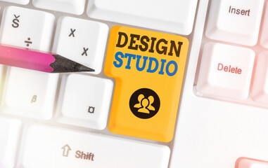 Handwriting text writing Design Studio. Conceptual photo work environment specifically for designers and artisans