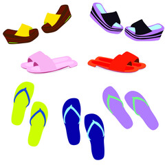 flip flop set flat vector illustration isolated on white background. Easy to use.