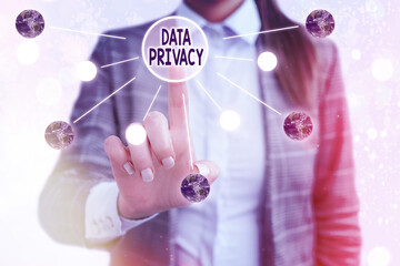 Conceptual hand writing showing Data Privacy. Concept meaning internet security and digital...