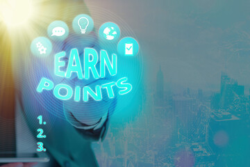 Writing note showing Earn Points. Business concept for a fund rewarded automatically after...