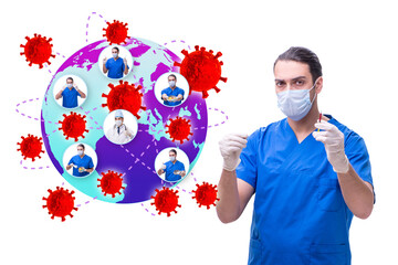 Coronavirus covid-19 pandemic concept with doctor