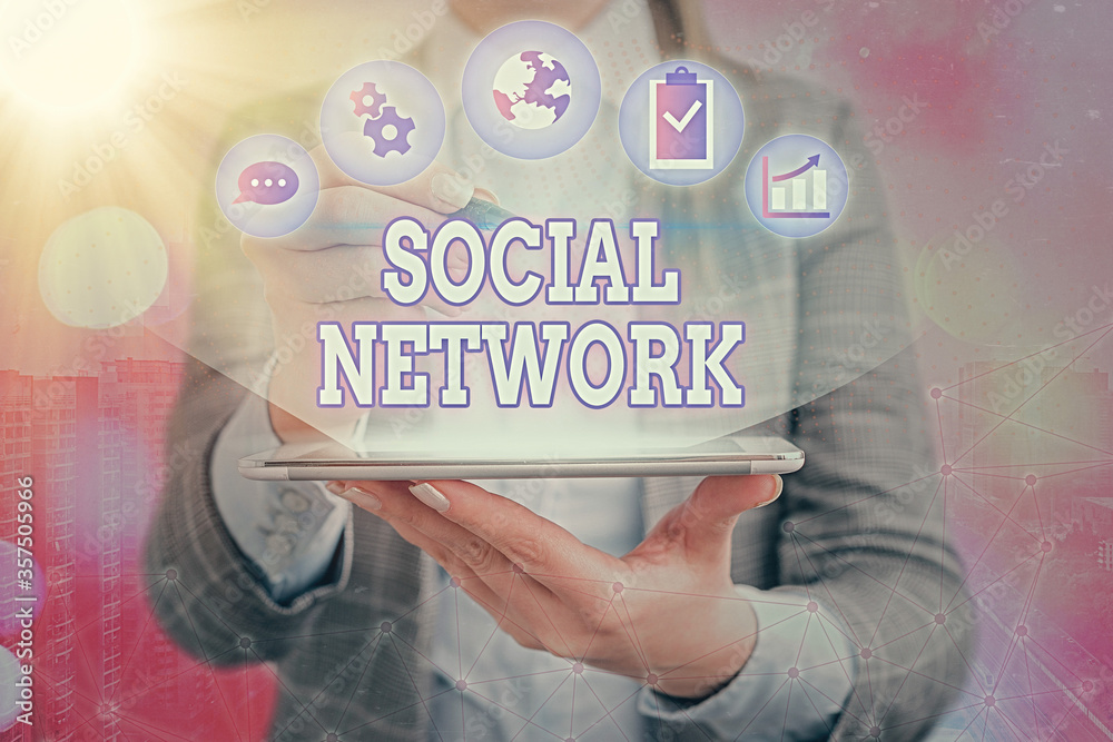 Poster handwriting text writing social network. conceptual photo a framework of individual linked by intera