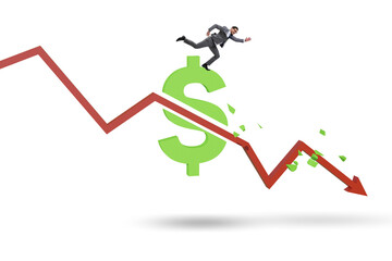 Concept of economic crisis and dollar inflation