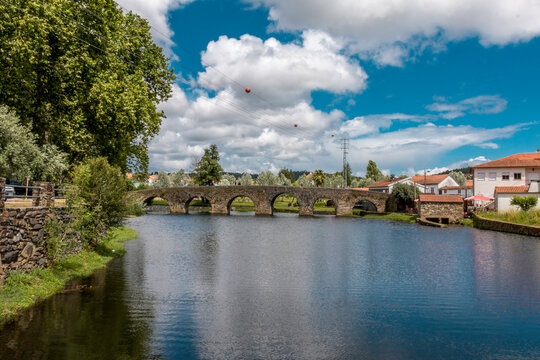 City park with river in the city of Sert&atilde;, Portugal