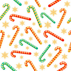 Christmas and New Year candy cane seamless pattern in flat style