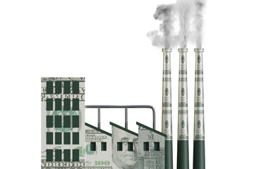 Carbon tax concept with industrial plant - 3d rendering