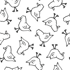 vector children's seamless pattern with hand-drawn cartoon ducks. it can be used as Wallpaper, background, print, textile design, notebooks, phone cases, packaging paper, and more. cute ducklings