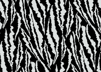 Abstract styled animal skin tiger seamless pattern design. Bold african print with organic shapes texture. Black and white