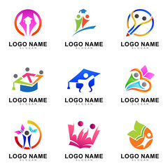 set of kids care logo design template