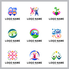 set of kids care logo design template