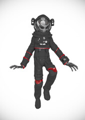 alien astronaut is floating