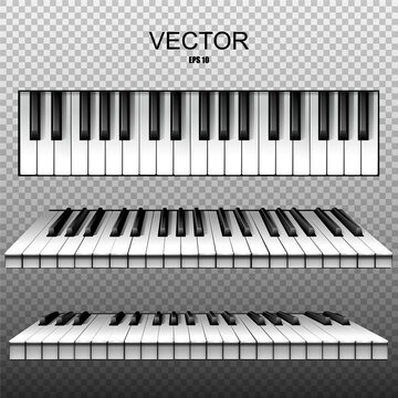 Realistic keys of a piano, synthesizer. Vector.