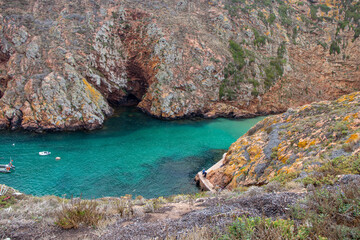Crystal clear blue waters of Berlengas Island , Peniche , Portugal