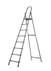 Modern metal stepladder isolated on white. Construction tool