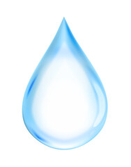 Illustration of water drop falling on white background