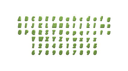 Full set of English alphabets in 3D illustrations which matching perspectives and lighting on each side placed on a white background for word combinat