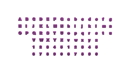 3D alphabets and numbers with matching perspectives on each side for building words with detailed calligraphy on a white background