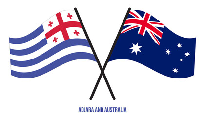 Adjara and Australia Flags Crossed And Waving Flat Style. Official Proportion. Correct Colors.