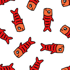 koinobori seamless doodle pattern, vector color illustration