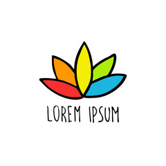 Obraz premium lotus flower doodle icon, vector color illustration