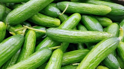 Fresh organic cucumbers background