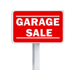 Sign with phrase GARAGE SALE on white background