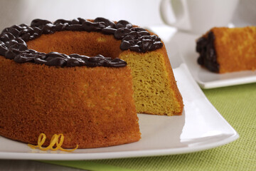 carrot cake with orange and chocolate icing