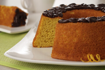 carrot cake with orange and chocolate icing