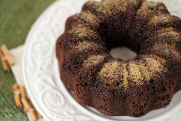tasty cocoa cake with wholemeal flour