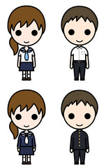 Icon-style character - Junior high school students in uniforms