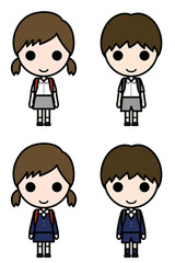 Obraz na płótnie Canvas Icon-style character - Elementary school students in uniforms