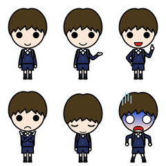 Various poses of elementary school boy in winter uniform