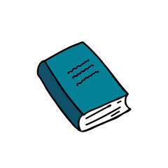 book doodle icon, vector color line illustration