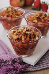 delicious dessert strawberry and apple crumble