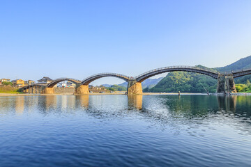 夕暮れ時の錦帯橋　山口県岩国市　Kintaikyo Bridge in the evening Yamaguchi-ken Iwakuni city