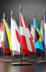 DENMARK Colors Background, DANISH National Flag (3D Render)
