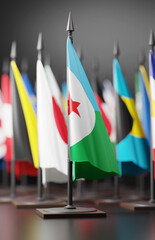 DJIBOUTI Colors Background, DJIBOUTIAN National Flag (3D Render)
