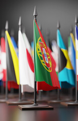 PORTUGAL Colors Background,PORTUGUESE National Flag (3D Render)

